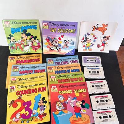 Disney Read Along Books & Double Sided Cassette Tapes 1980s Mickey Mouse & Stickers