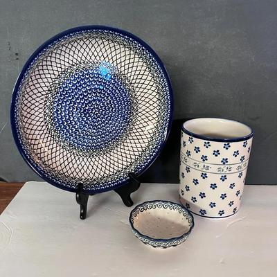 Boleslawiec Polish Pottery Kitchen Crock Trinket Dish Large Pasta Serving Bowl