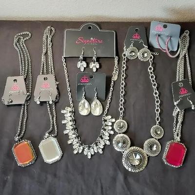Paparazzi 3 Square Mirror Necklaces & Earrings Bling 
