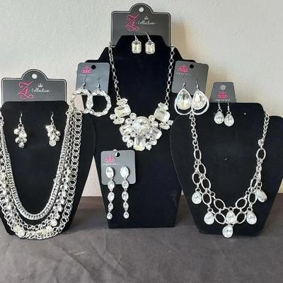 Paparazzi 3 Sets Necklace & Earrings, 3 Clear Pairs Of Earrings 