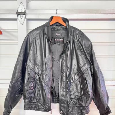 Wilson Thinsulate Leather Jacket Black Sz XL Stretch Waist 