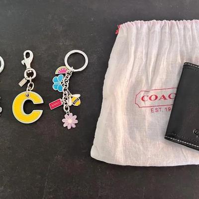 Coach Mini Black Wallet w/ Bag, Coach Multi Charm Keychains (3) “C” Butterflies Bee 