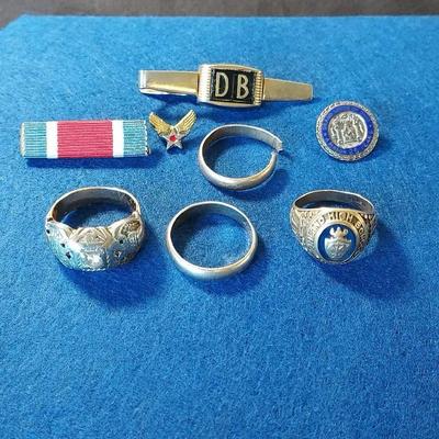 Anton Tie Clip, Military Pins, Mens 14k Ring Sz 12, Class Ring Ashland 10k