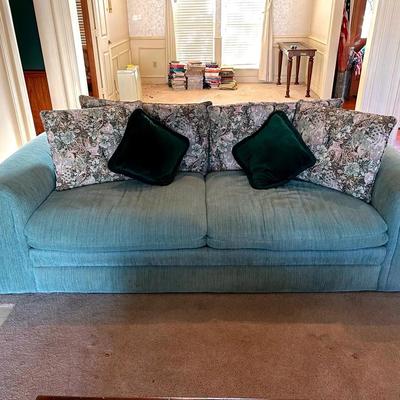 BL102 Green Sofa W/ Decorative Pillows (Levitz Brand)