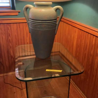 BL108 Glass End Table & Large Lamp 