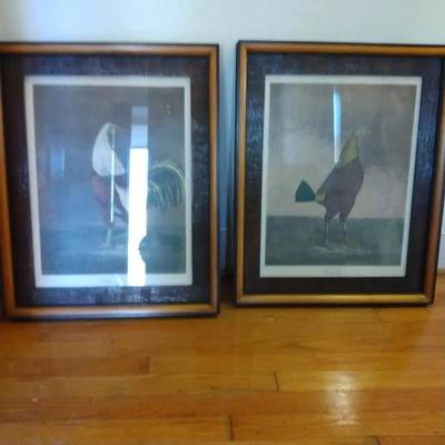 War And Peace Roosters.   Framed Prints By Marshall