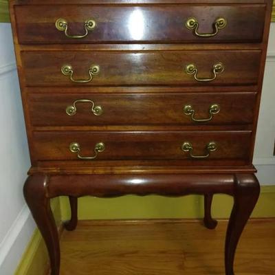 Vintage Mahogany Queen Anne Style Silver Chest