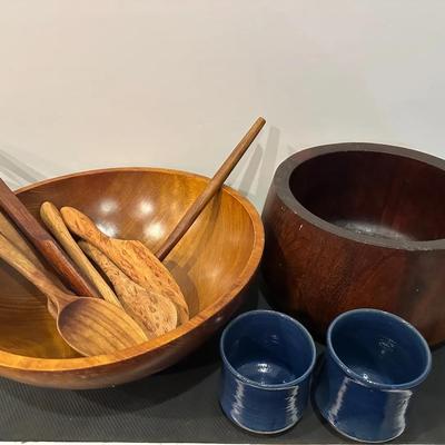 Wooden Serving Bowls And Utensils