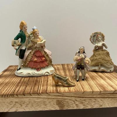 Dresden Porcelain Hand Painted Mix Miniatures Lot Of Four