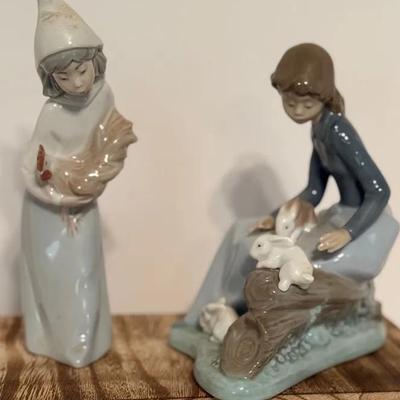 Lladro Lot Of Two Figurines With Farm Animals