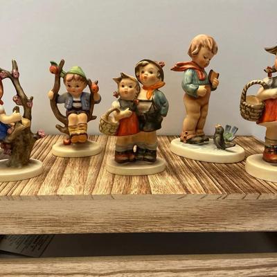 M L Hummel Lot of Five, Bird Watcher, Apple Tree Boy andGirl, Surprise, Little Shopper, Bird Watcher