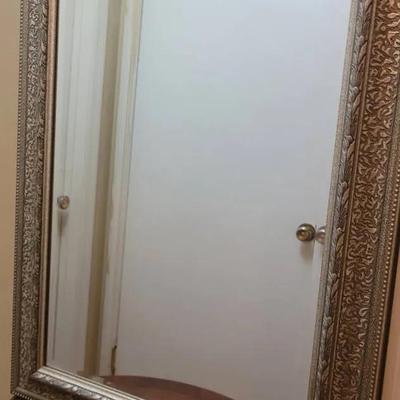Bead Trimmed Silver Mirror