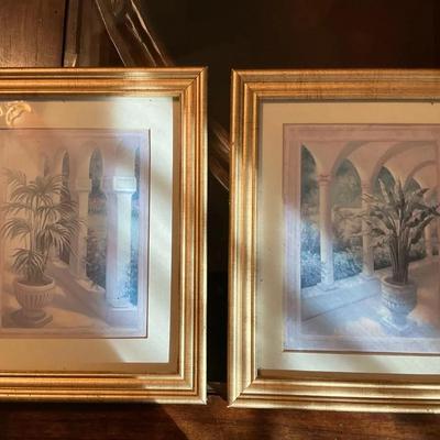 Set Of Two Palm Prints Framed In Glass
