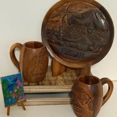 Bahamas Plate Mugs Wood Set And Florida Souvenir