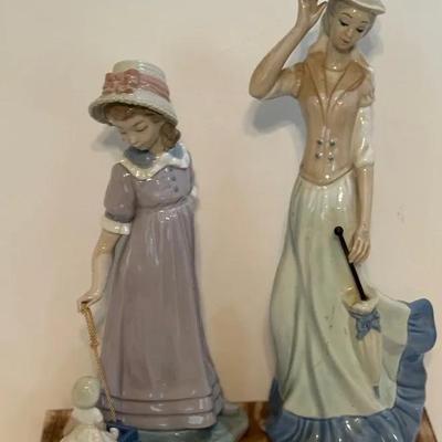 Lladro Figurines Tengra Spanish And Pulling Dolls Carriage