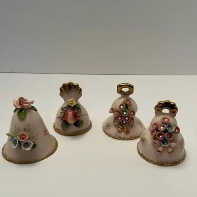 Mixed Lot Lefton China Bells Set Of 4