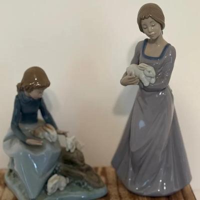 Lladro Figurines Bunnies/Rabbits Lot Of Two