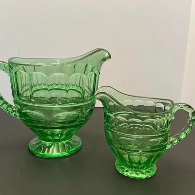 Set Of 2 Vintage Green Pitchers
