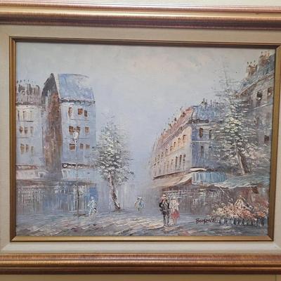 Paris Street Gold Colored Framed Art