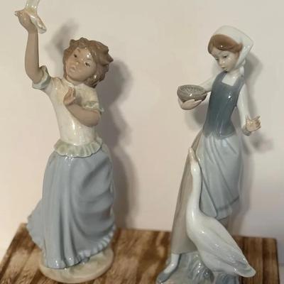 Lladro Lot Of Two Porcelain Figurines Goose And Dove