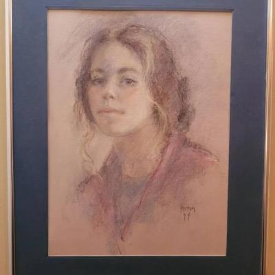 Framed Art In Glass Young Lady