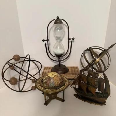 Mix Lot of Five Nautical Globe Metal Decor
