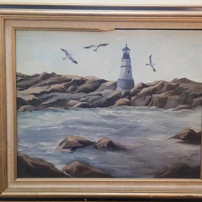 Framed Art Seascape Lighthouse