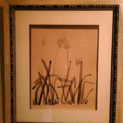 Vintage 1970 Wildflower Print Framed In Glass