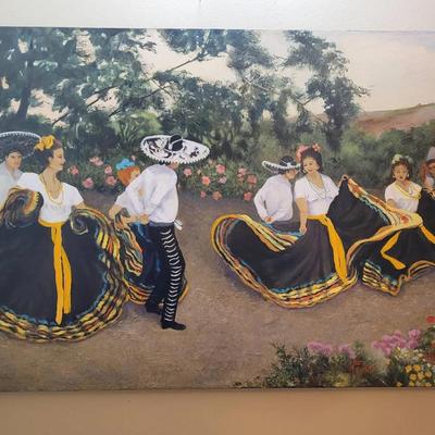 Artwork On Canvas Latin Folk Dancers "Fiesta Ole" Corbit