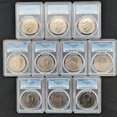 10 PCGS Graded Ike Dollars