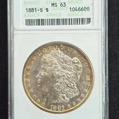 1881-S $1 Morgan Dollar MS-63 ANACS Graded