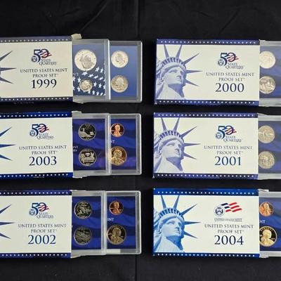 1999-2004 US Proof Sets, 6 Sets, All Original 