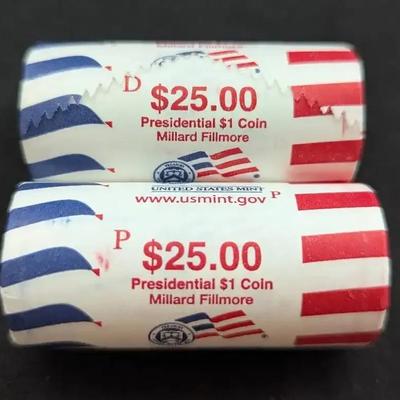 2010-P/D Fillmore US Mint Original Uncirculated Presidential $25 Dollar Rolls