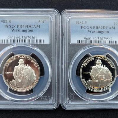 1982-S Silver Washington Commemoratives PCGS 50 Cent Coins