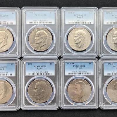 8 PCGS Graded Eisenhower Dollars 