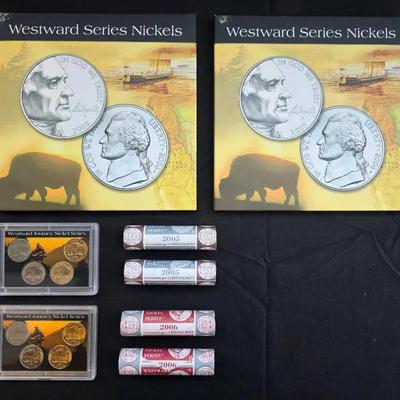 2005, 2006, 4 BU Mint Issued Rolls, Westward Journey Nickel Sets