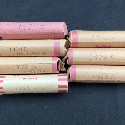 7 Mixed Lincoln Cent Rolls