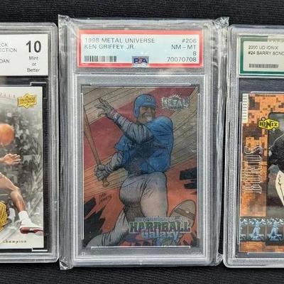 3 Graded Sports Cards: PSA, BCCG, AGS - Jordan, Griffey, Bonds 