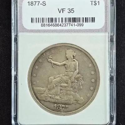 1877-S Silver Trade Dollar VF-35