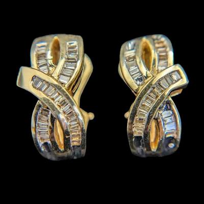 14K Pair of Yellow Gold Diamond Earrings, NAGL #1224532