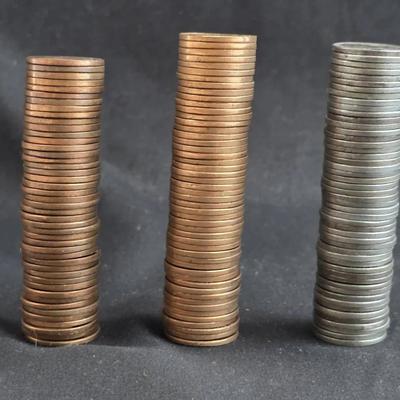 BU/Uncirculated 1958-P Wheat Cents & 1963-D, Plus A Roll Of 50 Steel Cents