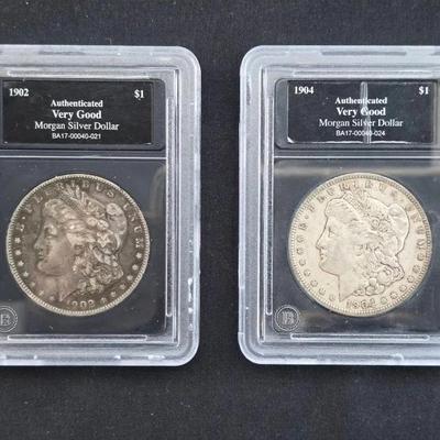 2 Morgan Dollars, 1902 & 1904