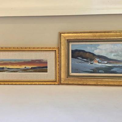 Two Winter Farm Paintings By Gerald L. Lubeck 