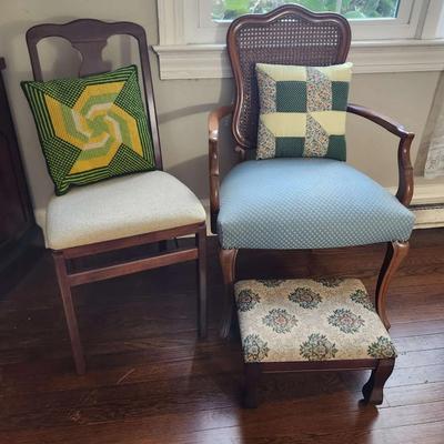 Arm Chair And Four Folding Chairs