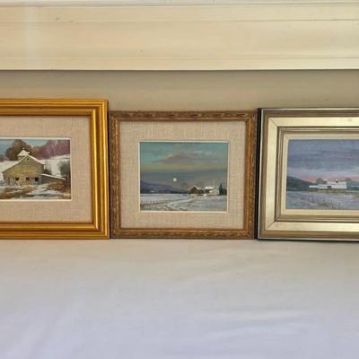 Three Winter Farm Paintings By Gerald L. Lubeck 