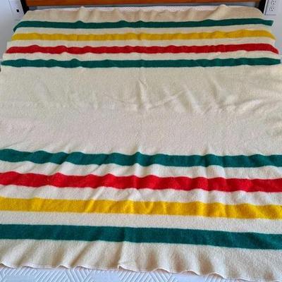 Striped Woolen Blanket in the style of Hudson's Bay and Pendelton Mills