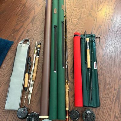 Assortment Of Fly Fishing Rods, Reels, Cases