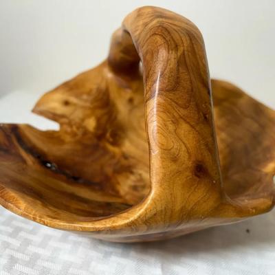 Hand Carved Live Edge Teak Bowl