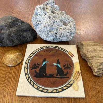 Lot of Sand Art, Petrified Wood & More