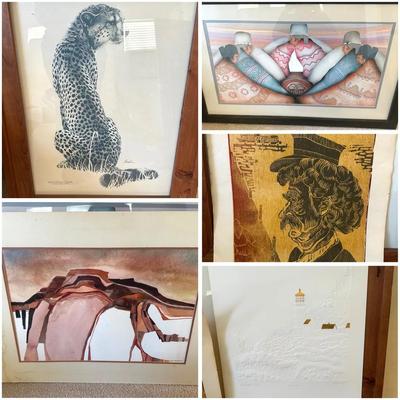 Four Western Themed Signed Paintings & Prints